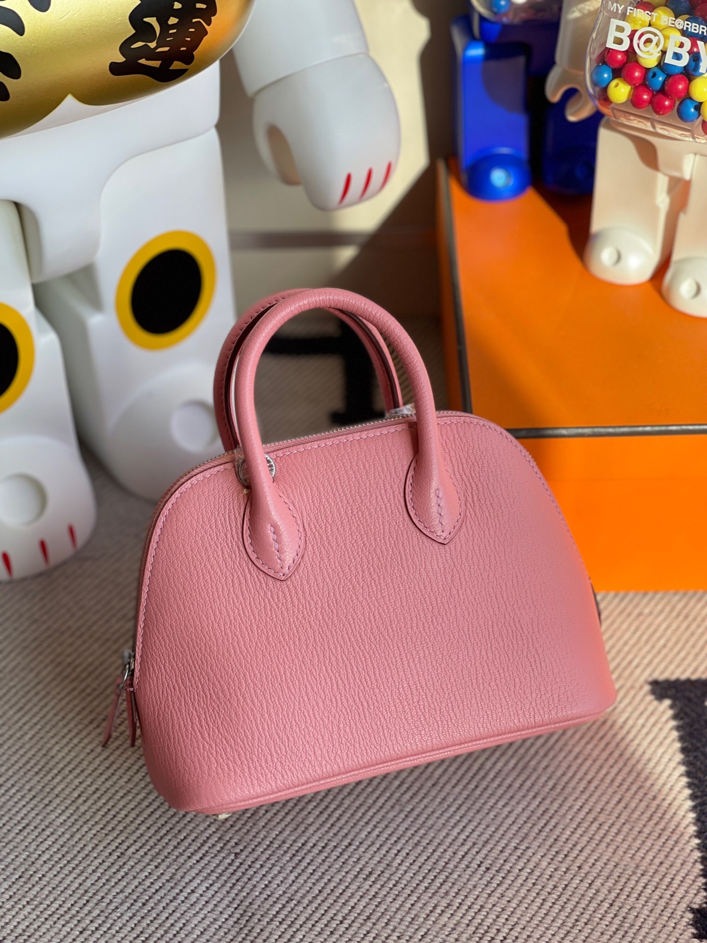 에르메스 미니 볼리드백 핑크 은장 염소가죽